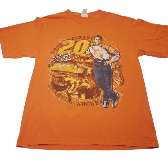 Vintage Tony Stewart 2003 Mens Size Large T-Shirt NASCAR Home Depot Double Sided - Picture 1 of 7